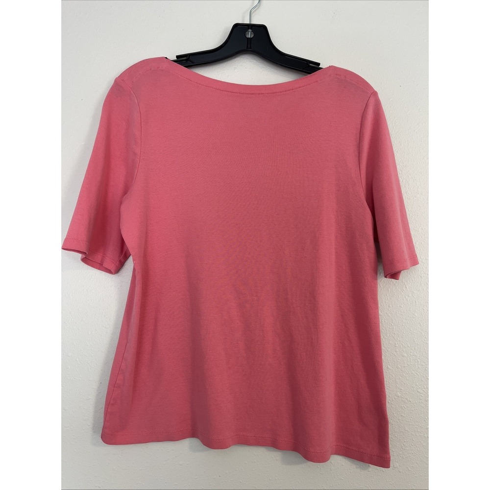 Charter Club Luxury Boat Neck Top Women's L Pima Cotton Pink Half Sleeve Capsule